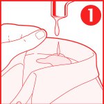 Drawing of a shirt being held under a faucet with water dripping on to it.