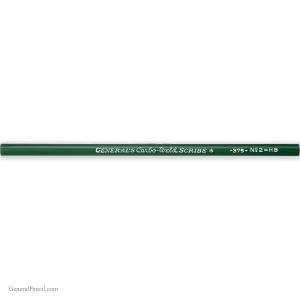A green round Scribe® Pencil with "GENERAL'S Carbo-Weld SCRIBE #375 - NO2 HB" in white text lies horizontally on a white background.
